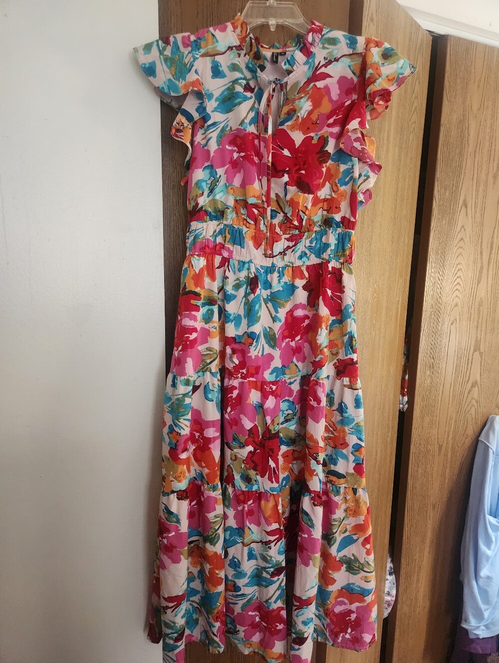 Floral Tie-Neck Maxi Dress in Multi Size Medium - Picture 4 of 13